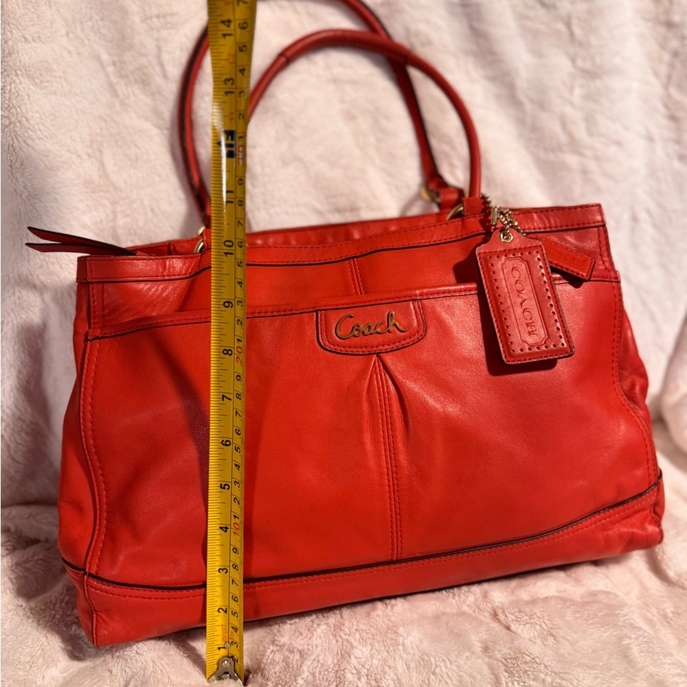 Coach Dark Orange Leather Tote Bag - Picture 3 of 7